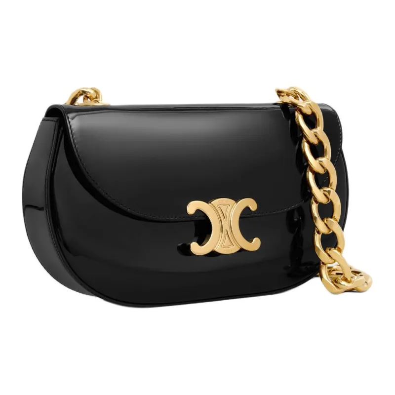 CELINE Besace Talulah In Patent Calfskin Shoulder Bag Women's Black-1