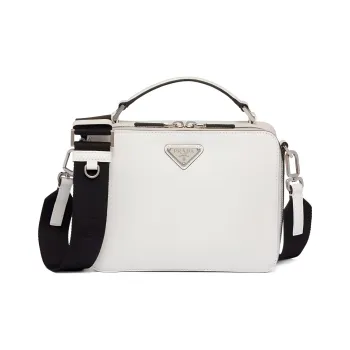 PRADA Brique Genuine Leather Portable Crossbody Bag Shoulder Bag Men's White