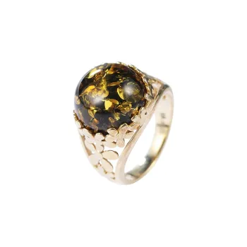 S&A S925 Silver Amber Beeswax Rings Women's