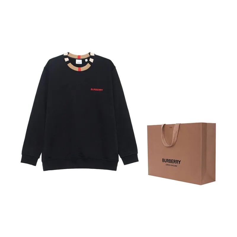 Burberry Long Sleeves Crewneck Pullovers Stripes Black-2