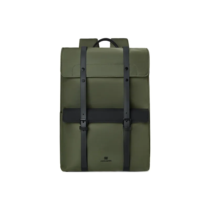 PIERRE CARDIN Fabric, Synthetic Leather Backpack Large Size Unisex Black/Green-7