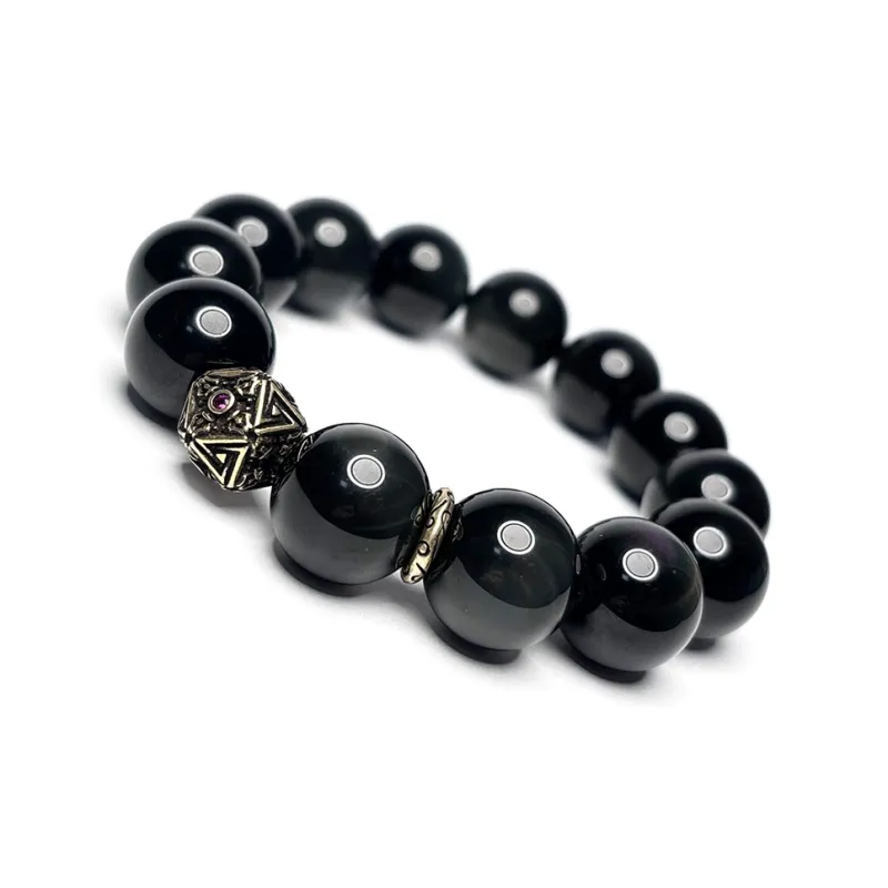 MOUNTAINS AND MANS Obsidian Fortune Beaded Bracelet Men's-3