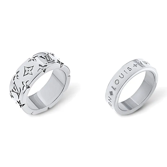 LOUIS VUITTON Metal Brass Rings Men's Silver-1