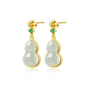North Cain Hetian Jade Earrings Women's Pale Greenish-White Jade