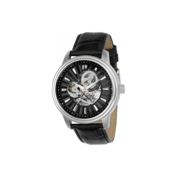 INVICTA Vintage Collection Wrist Watch Automatic Mechanical Movement Leather Watch Bands 45mm Black Dial Men's Watches