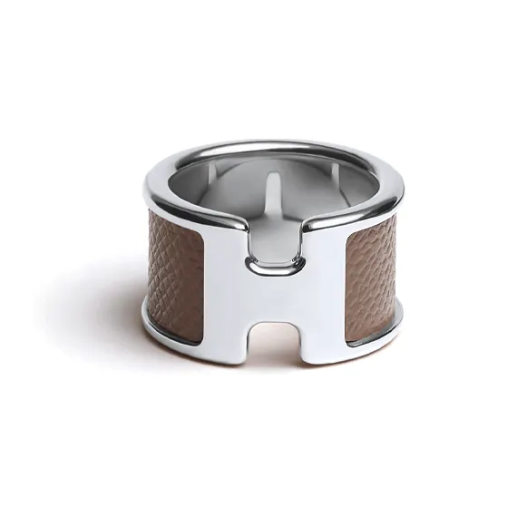 HERMES Calfskin Rings Women's Dark Brown-0