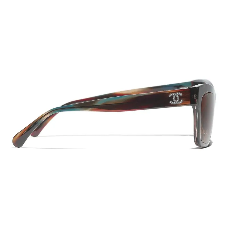 CHANEL Plate Frame Irregular Shape Sunglasses Women's Tortoiseshell-1
