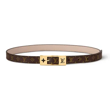 LOUIS VUITTON DUO Logo Identification Double Sided Pin Buckle Leather Belts Unisex Brown Width 1.8cm