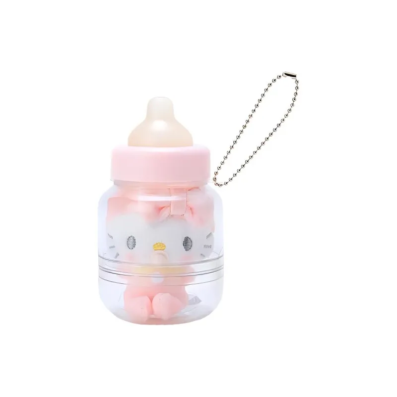 Sanrio Hello Kitty Milk Bottle Pink Dolls Plush Pendant 10cm Height-0