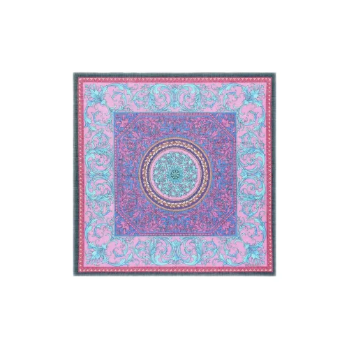 VERSACE Cotton Silk Scarves Men's Purple Blue