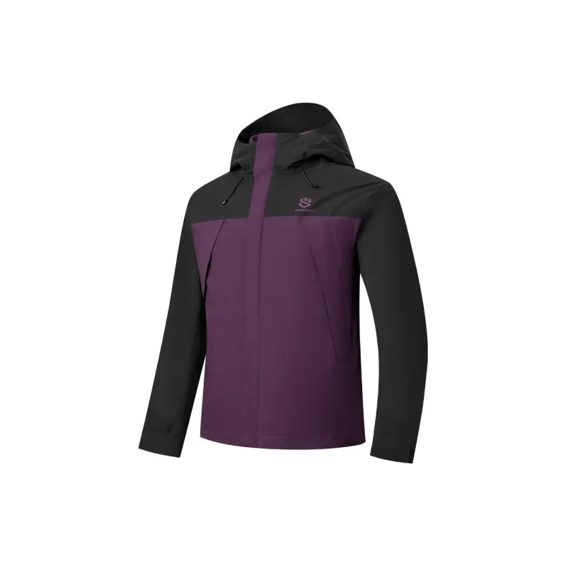 QIAODAN Mountain God Series Windbreaker Jackets Men Black/Lozenge Purple-2