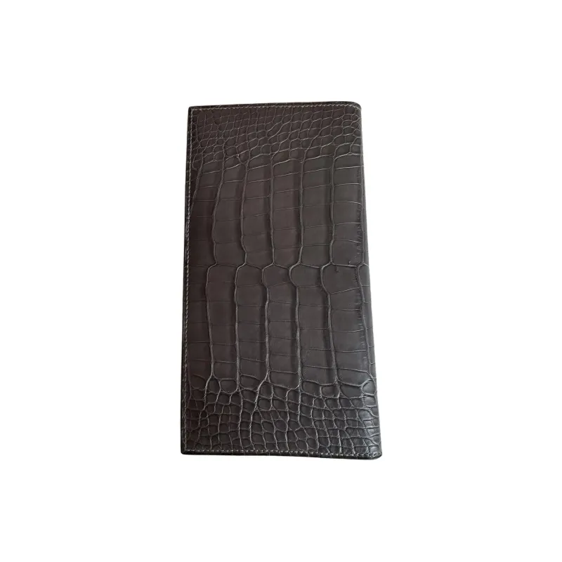 HERMES MC² Euclide Crocodile Leather Wallet Regular Unisex 88 Graphite Graphite Gray-1