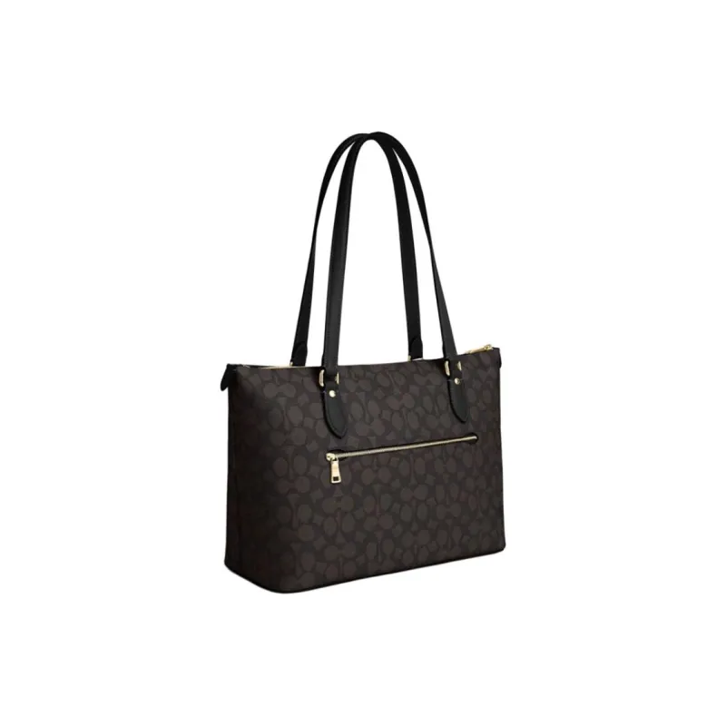 COACH Gallery PVC With Skin One Shoulder Crossbody Bag Tote Bag Shopping Bag Handbag Large Size Women's Dark Brown-1