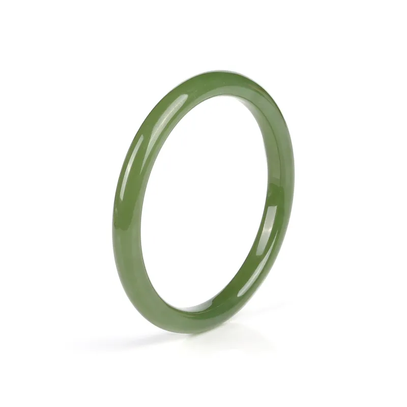 Yi Zhen Ge Hetian Jade Bangles Women's Green Jade-0