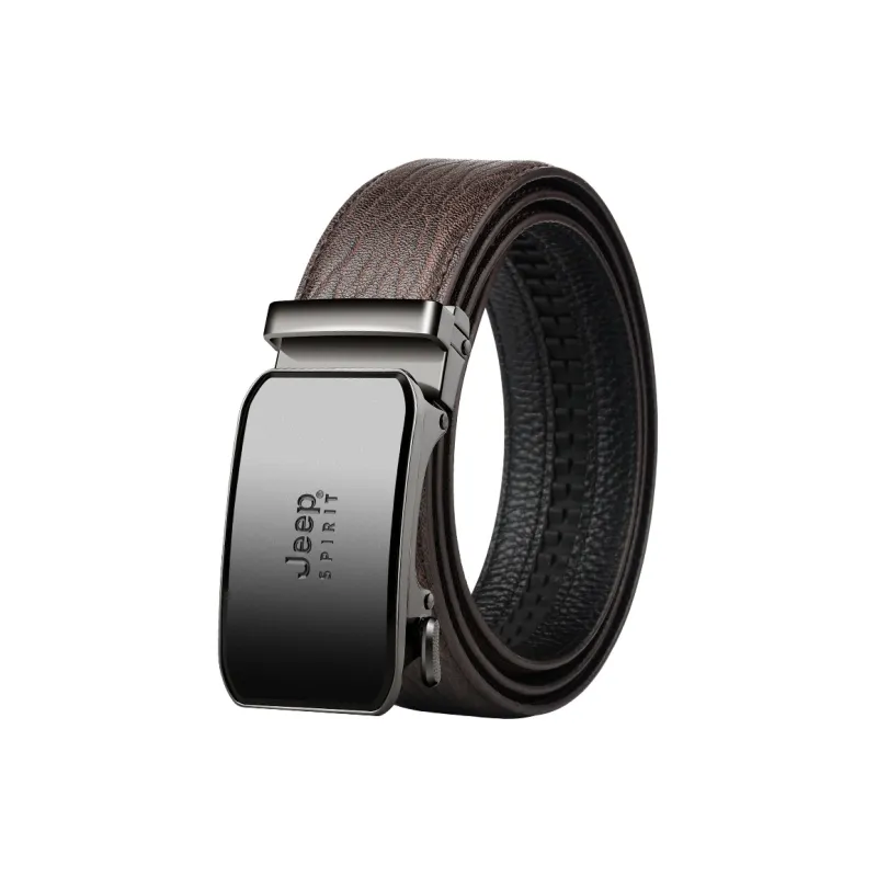 JEEP SPIRIT Business Pure Top Grain Cow Leather Youth Automatic Buckle Leather Belts Men's Width 3.4cm-4