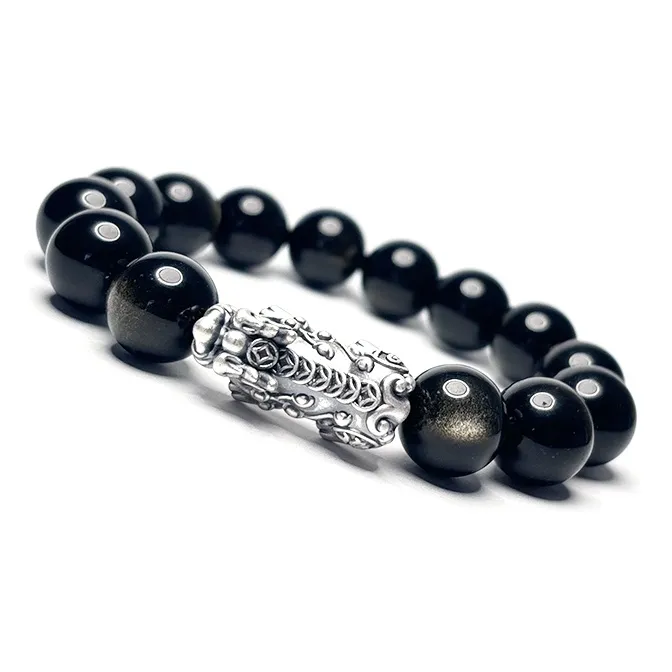MOUNTAINS AND MANS Obsidian Boyfriend, Father Beaded Bracelet Men's-5