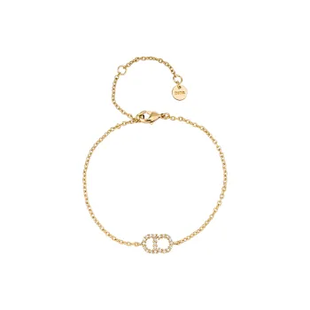 DIOR 20th Century Plated Cd Logo Rhinestone Bracelet Costume Bracelet