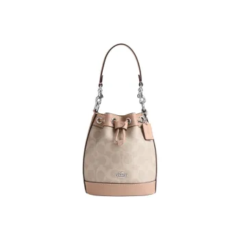 COACH Dempsey PVC With Skin One Shoulder Handbag, Bucket Bag, Crossbody Bag Mini Women's Light Khaki