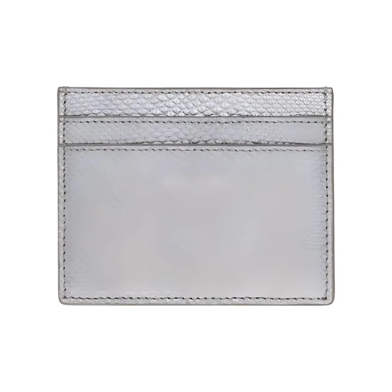 SAINT LAURENT Calfskin Card Holder Men's Silver-1