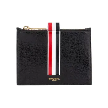 THOM BROWNE· Cow Leather Wallets Coin Purses Men's Black