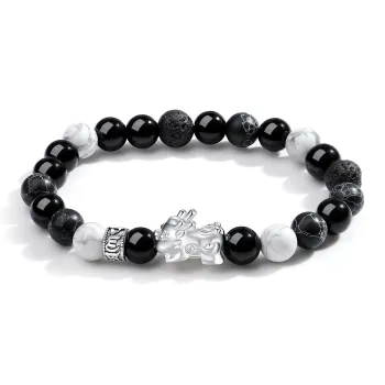 Fu Ru Ji Obsidian S999 Fine Silver Beaded Bracelet Unisex