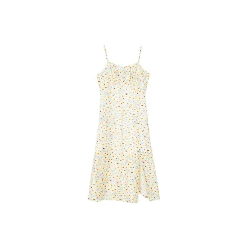 H'S Slip Dresses Women's Yellow Floral Pattern