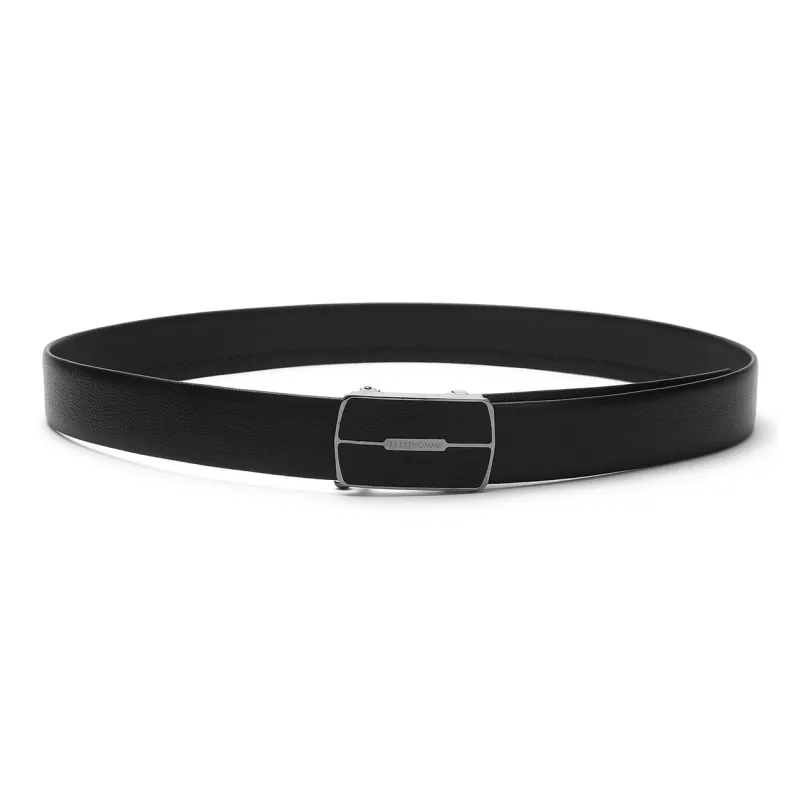 ELLE HOMME Automatic Buckle Belt Wallet Two Piece Set Box Cow Leather Men's Black Width 3.7cm-3
