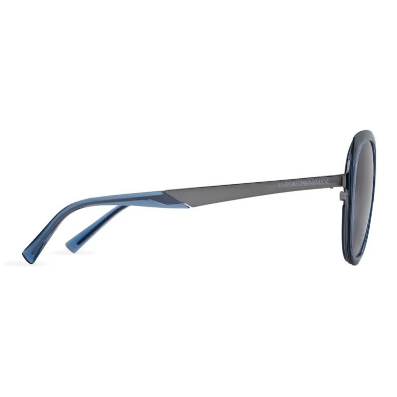 EMPORIO ARMANI Metal Fiber Round Sunglasses Women's Blue-2