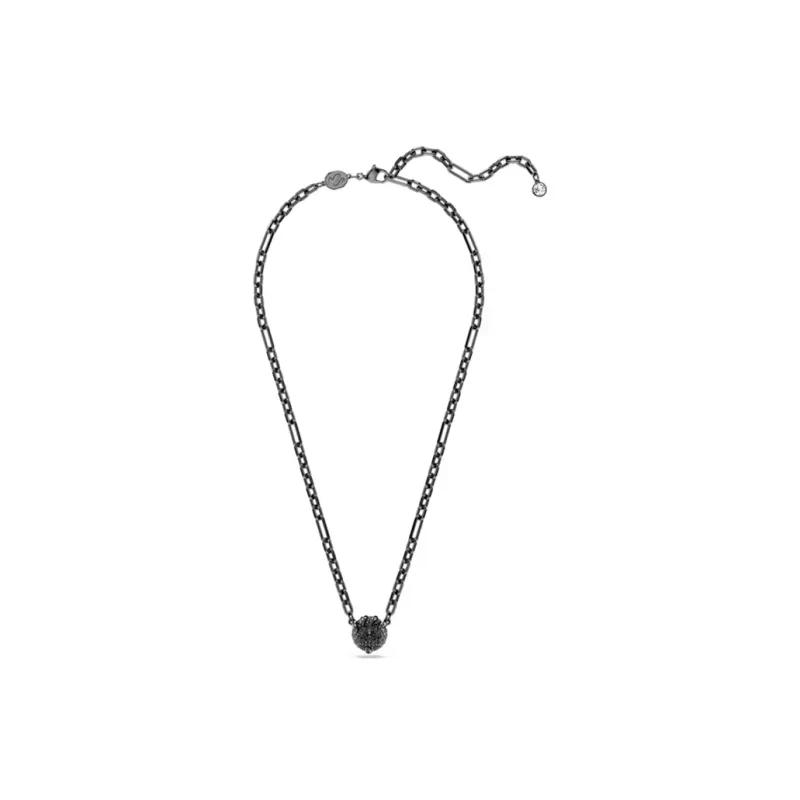 Swarovski Cubic Zirconia, Rhodium Plated, Faux Crystal Necklaces Unisex Black-2
