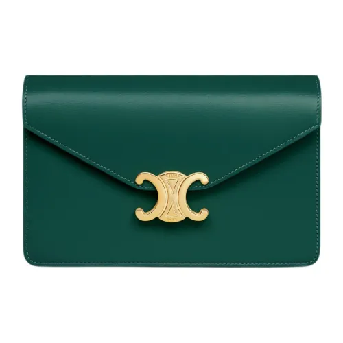 CELINE Calfskin Shoulder Bag, Crossbody Bag, Wallet Women's Sprint Green