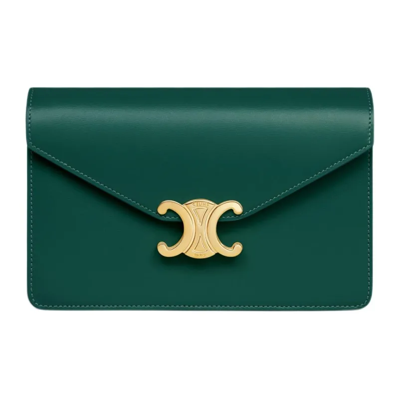 CELINE Calfskin Shoulder Bag, Crossbody Bag, Wallet Women's Sprint Green-0