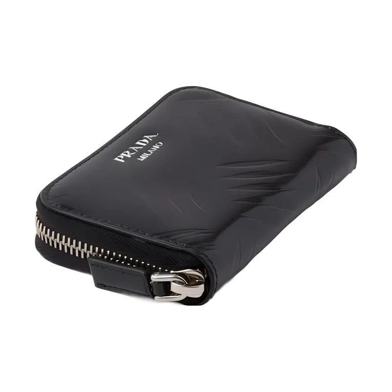 PRADA Brushed Leather Coin Purse Men's Black-2