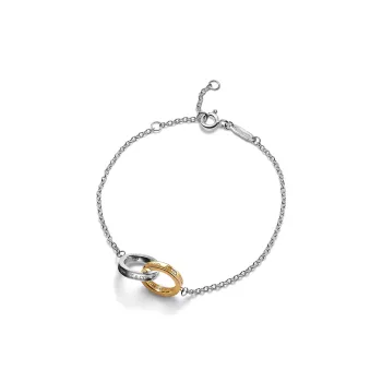 TIFFANY & CO. 925 Sterling Silver With 18K Gold Bracelets Unisex Silver