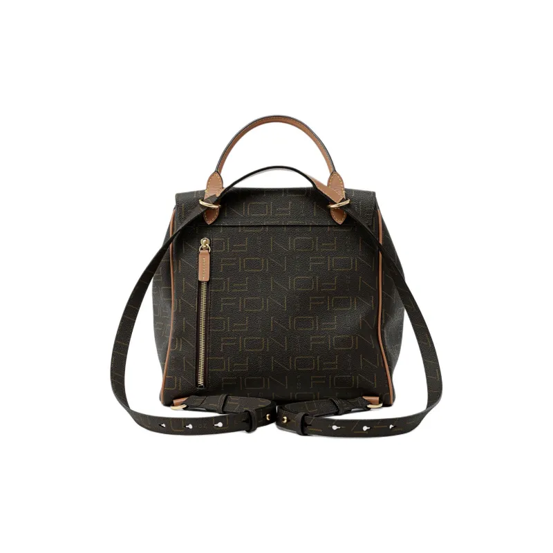 FION Canvas Coated Double Shoulder Portable Crossbody Bag, Shoulder Bag Medium Size Women's Multicolor-3