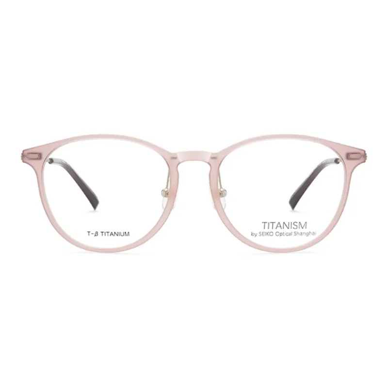 SEIKO Titanium Alloy Β Titanium Oval Eyeglass Frames Unisex Pink-1