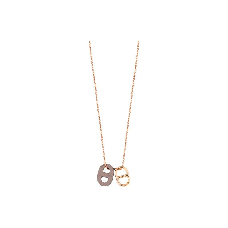 HERMES O'Maillon Pendant Calfskin Necklaces Men's-1