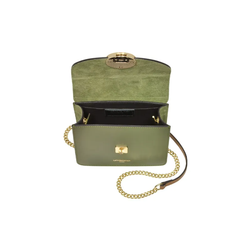 Le Parmentier Genuine Leather Crossbody Bag Shoulder Bag Mini Women's Caramel Patchwork Green-2
