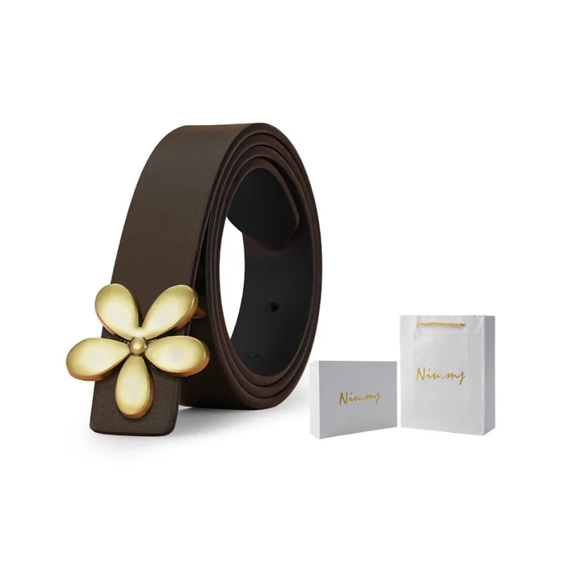 NIUMJ Fashion Trendy Belt With High End Feel Smooth Buckle Instagram Style Accessories Cow Leather Belts Women's 2.8cm-3