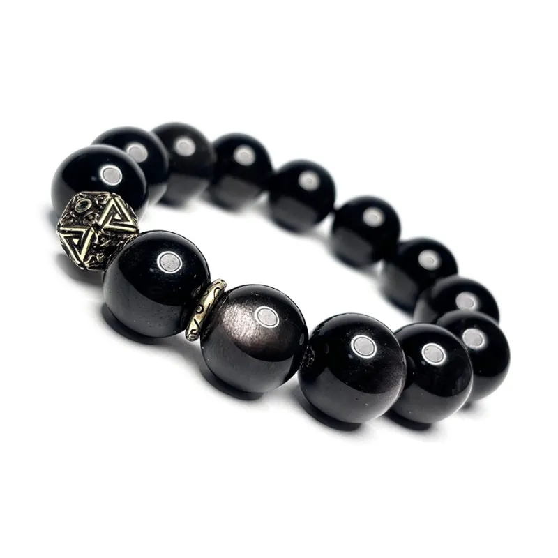 MOUNTAINS AND MANS Obsidian Fortune Beaded Bracelet Men's-6