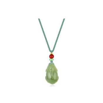 North Cain Braided String Hetian Jade Pendants Unisex Green Jade