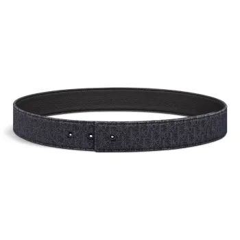 DIOR Double Sided Print Leather Belts Men's Black Width 3.5cm