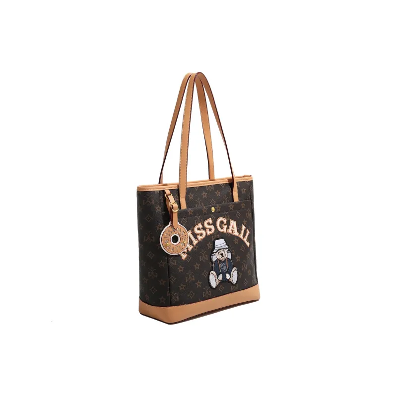 MISS GAIL Artificial Leather Handheld Shoulder Bag Regular Women's Monogram Apricot-2
