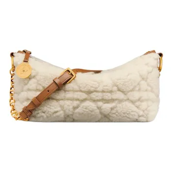 DIOR Sheepskin Shearling Handbag Shoulder Bag Women's Ecru