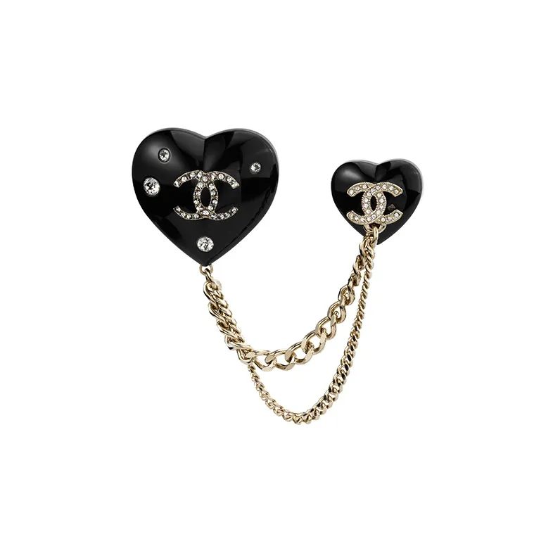 CHANEL Resin Metal Brooches Women's Black-1