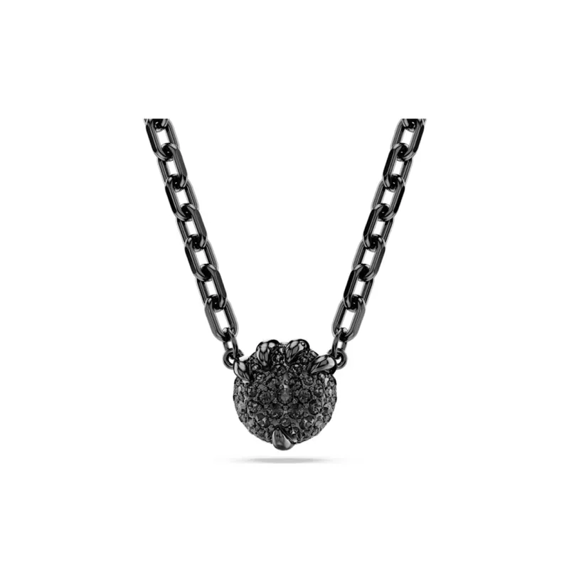 Swarovski Cubic Zirconia, Rhodium Plated, Faux Crystal Necklaces Unisex Black-0