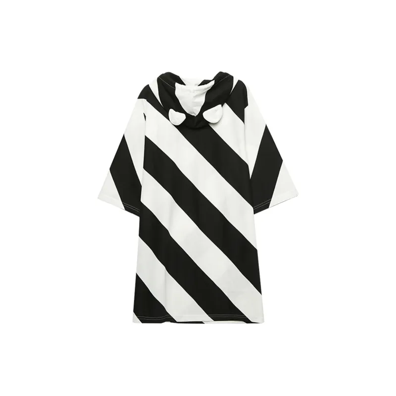 MUGUOGUOMU Long Sleeved Dresses Women's Black White Stripes-1