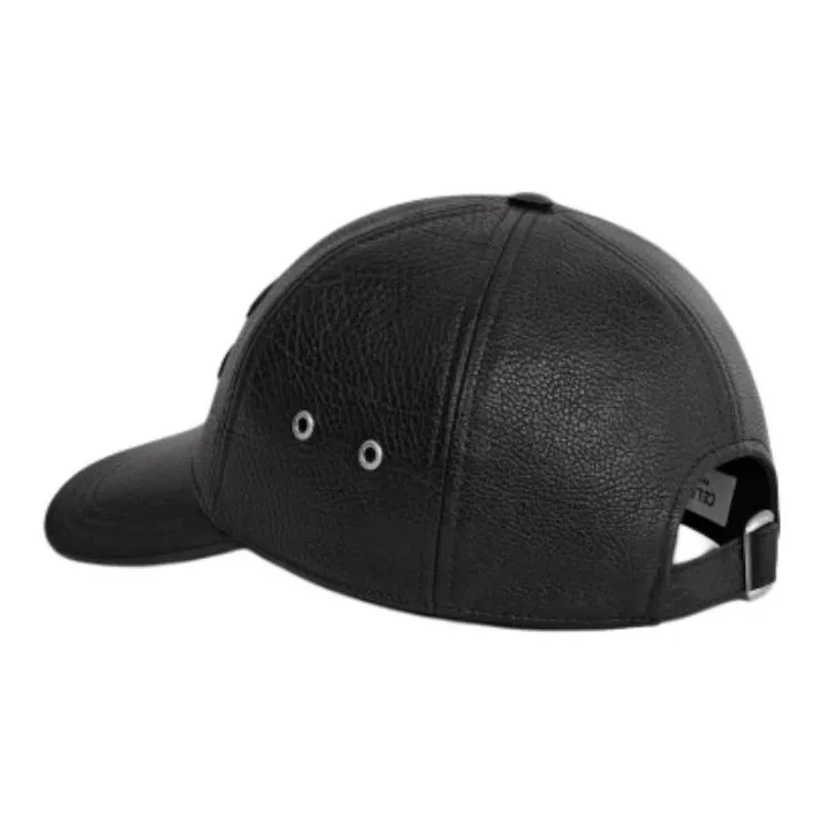 CELINE Cow Leather Baseball Caps Women's Black-3