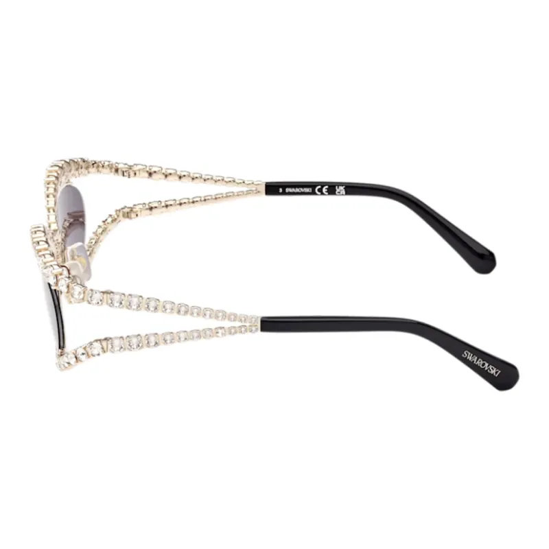 Swarovski Metal Faux Crystal Irregular Shape Sunglasses Women's Gold-2