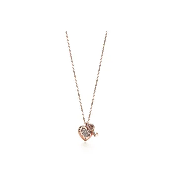 TIFFANY & CO. 18K Rose Gold, Diamond Necklaces Women's