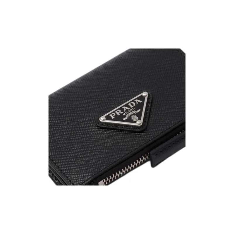 PRADA Saffiano Leather Card Holder Wallet Men's Black-4